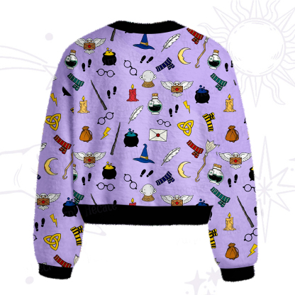 Purplehecate Wizard School Magic Fuzzy Crewneck Sweater