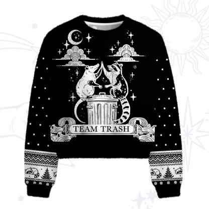 Purplehecate The Team Trash Raccoon Tarot Fuzzy Crewneck Sweater