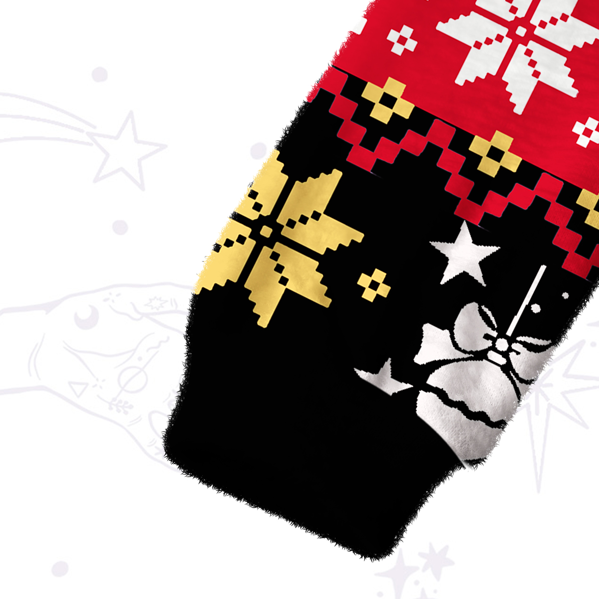 Purplehecate Cute Cat Christmas Fuzzy Crewneck Sweater