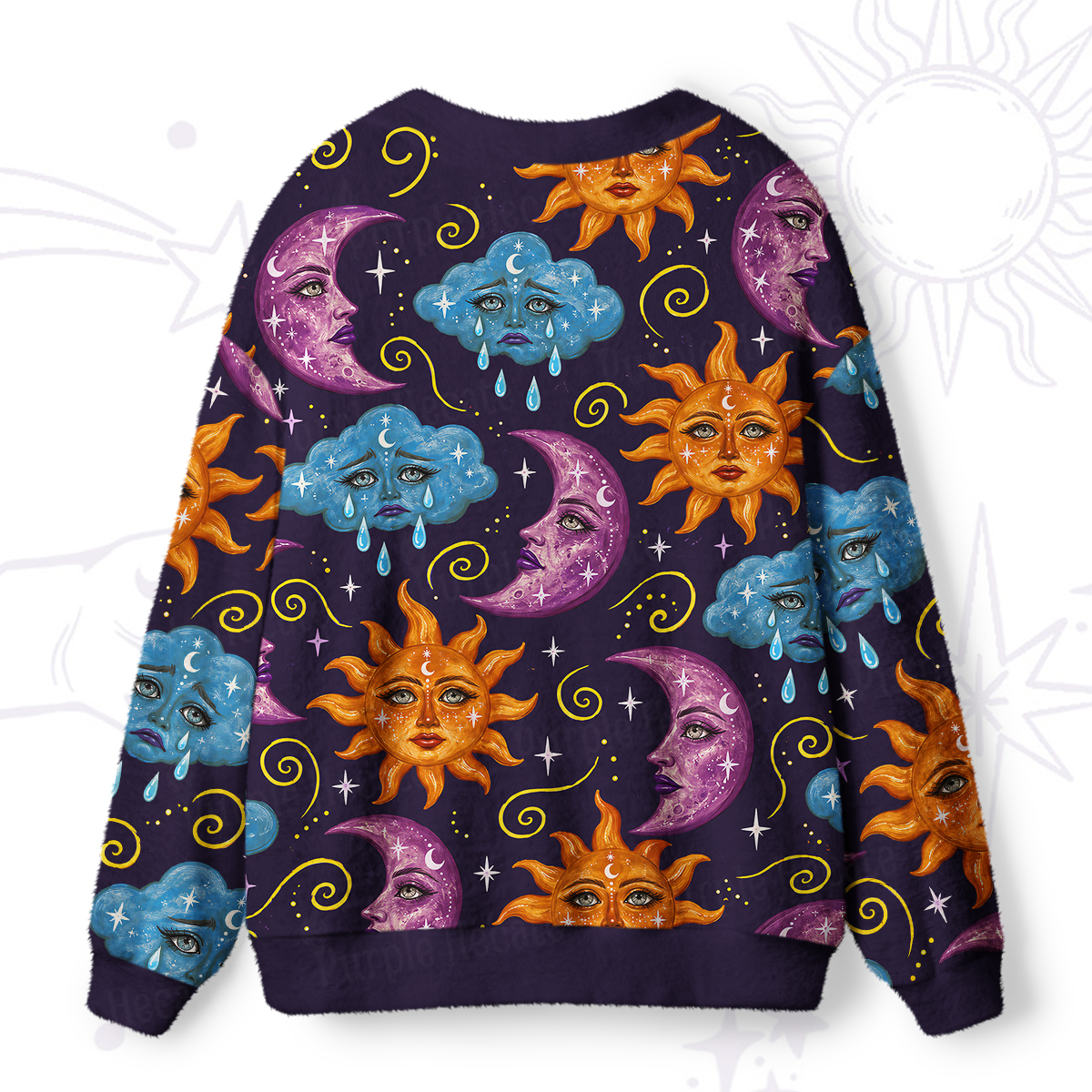Purplehecate Hippie Sun & Moon Ugly Cardigan Sweaters