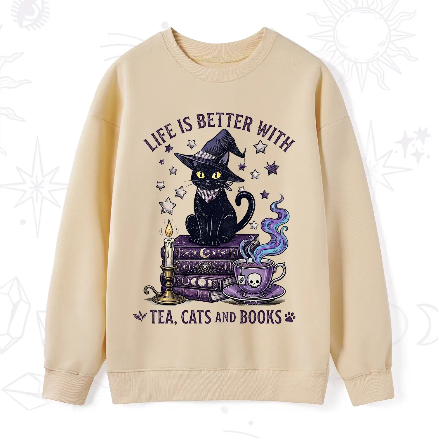 Purplehecate Life Is Better With Cats And Books Sweatshirt