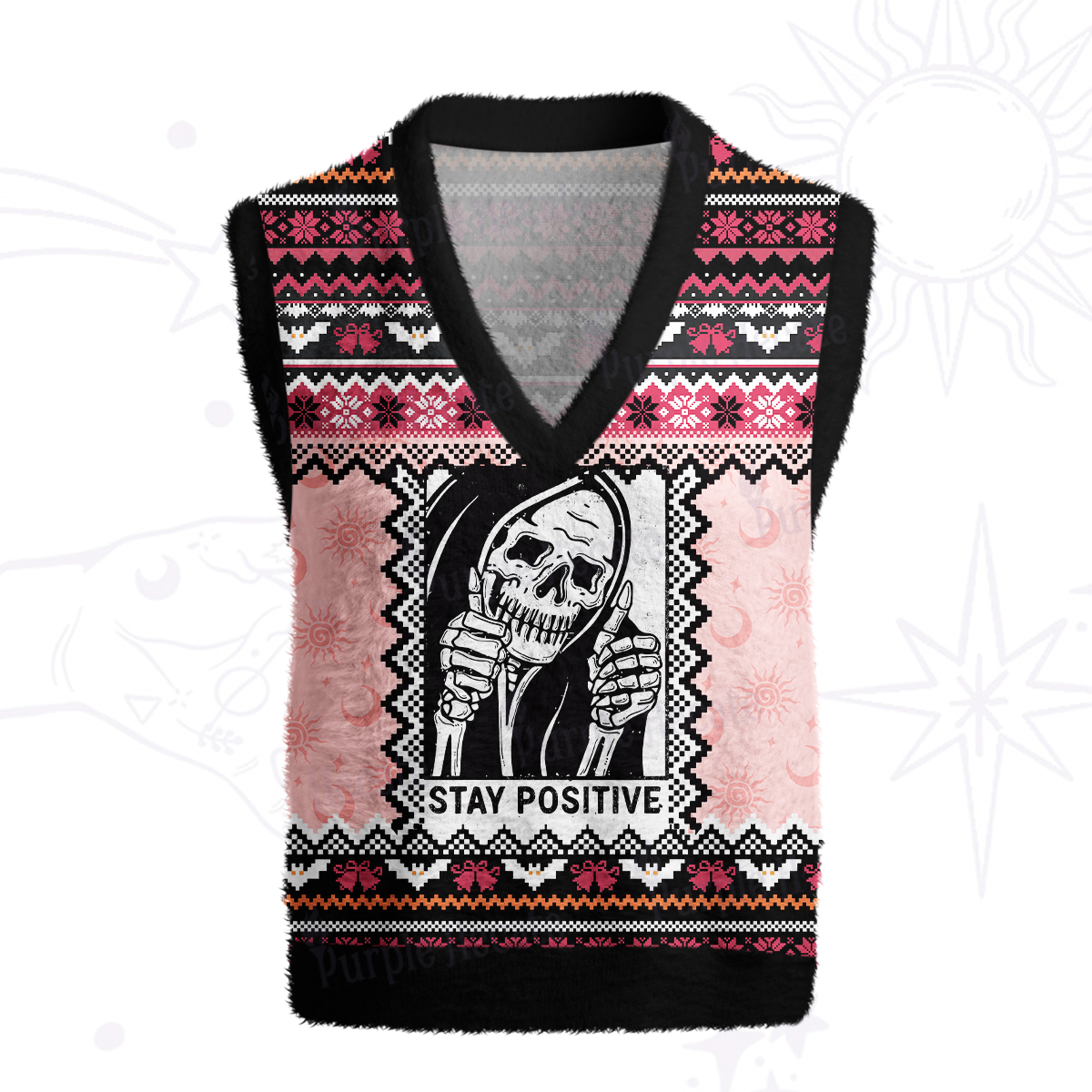 Purplehecate Stay Positive Ugly Sweater Vest