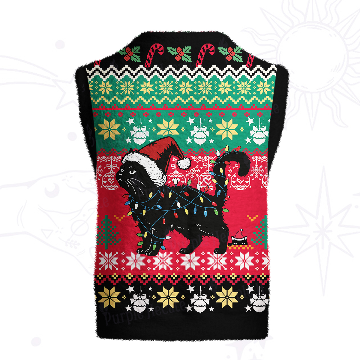 Purplehecate Cute Cat Christmas Ugly Sweater Vest