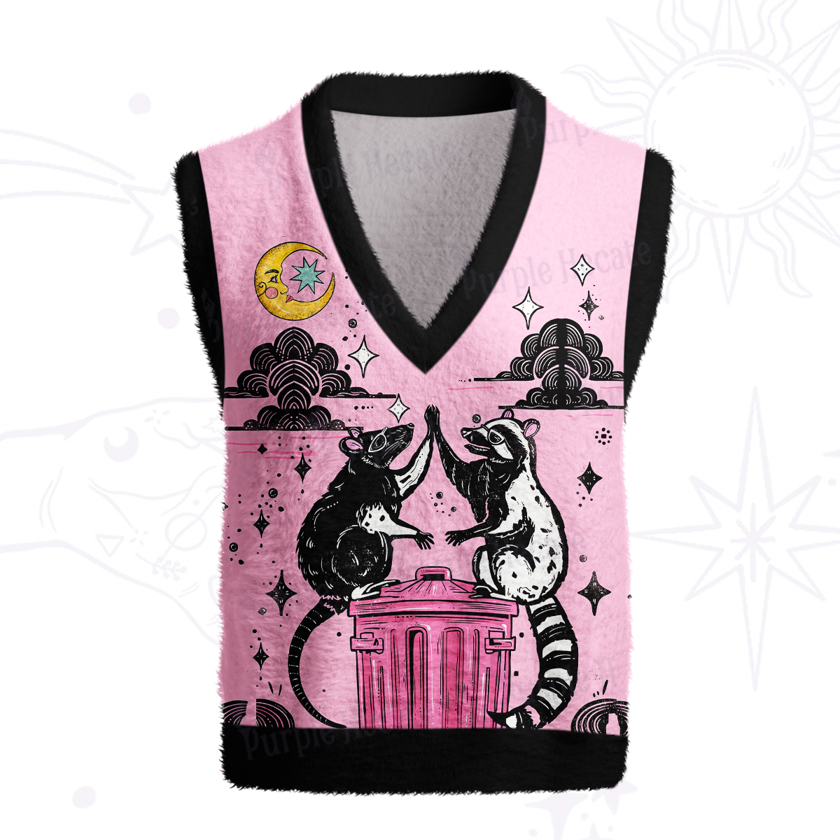 Purplehecate The Team Trash Opossum Tarot Ugly Sweater Vest