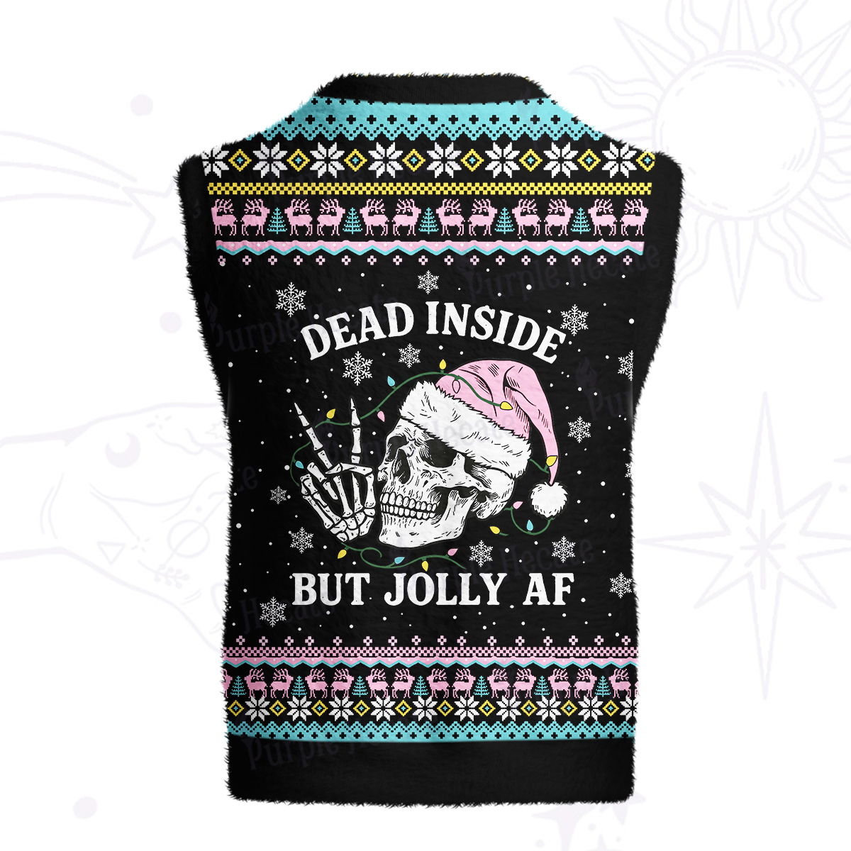 Purplehecate Dead Inside But Jolly AF Christmas Ugly Sweater Vest