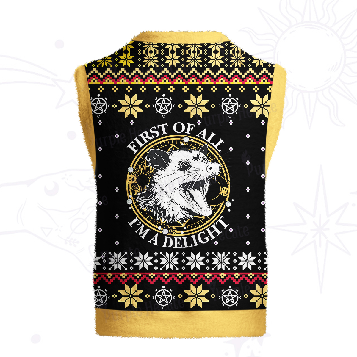 Purplehecate First Of All I'm A Delightful Opossum Ugly Sweater Vest