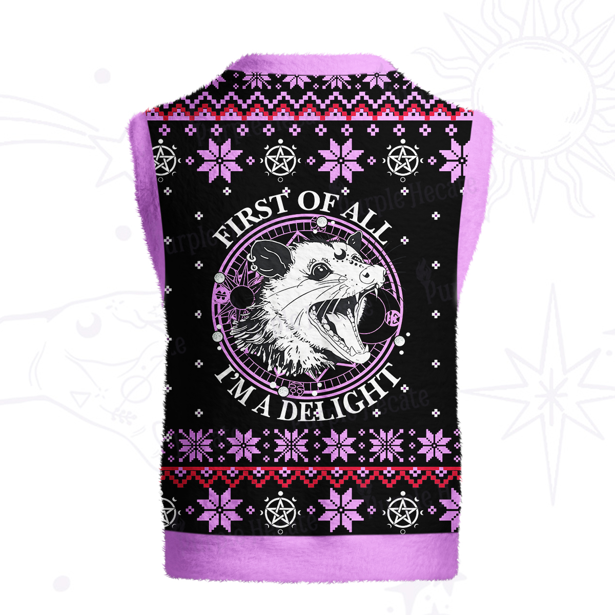 Purplehecate First Of All I'm A Delightful Opossum Ugly Sweater Vest