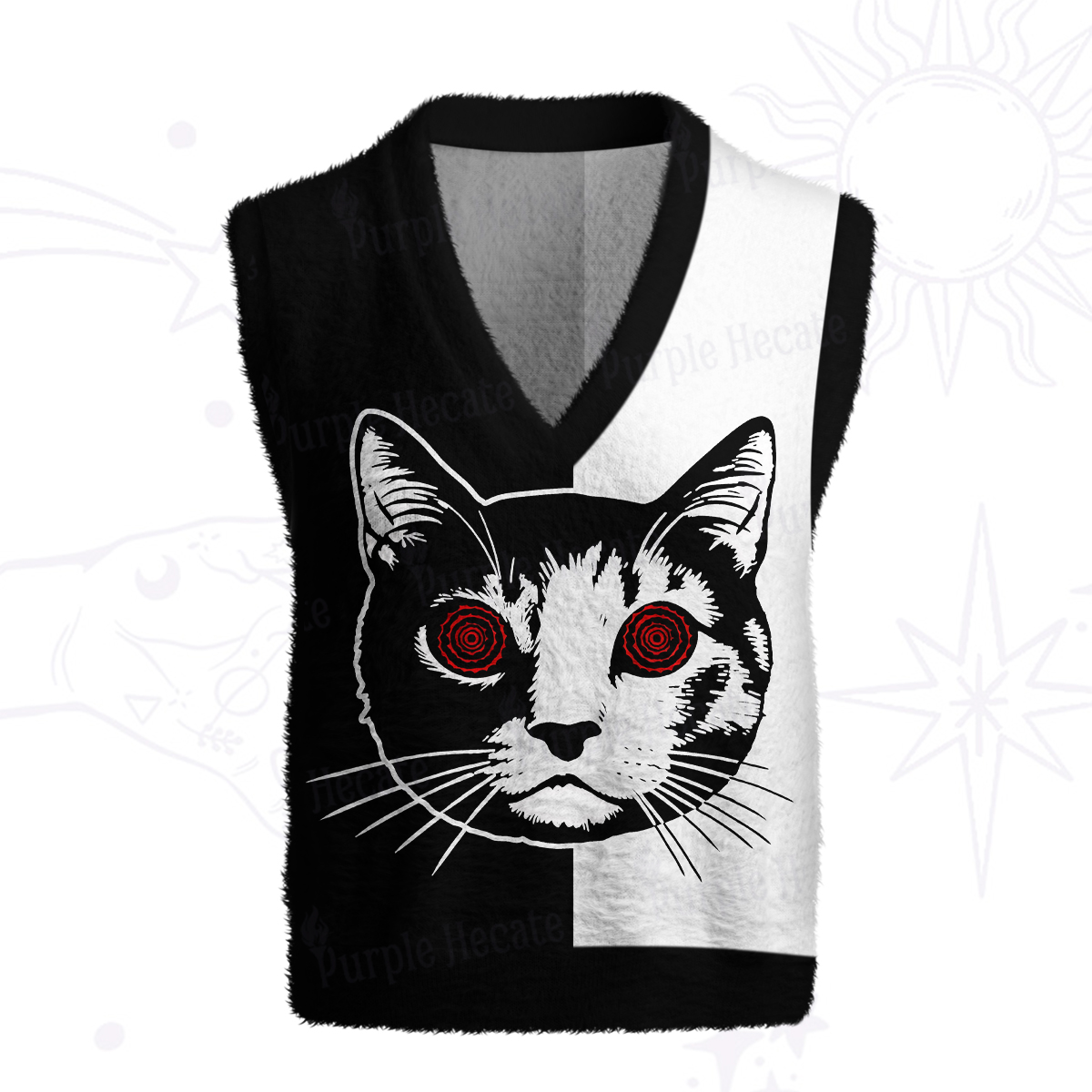 Purplehecate Hypnotic Cat Ugly Sweater Vest
