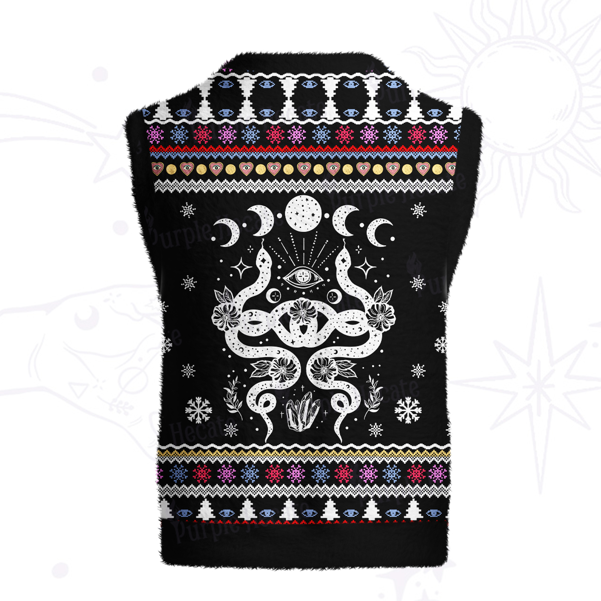 Purplehecate Lunar Serpent Alchemy Ugly Sweater Vest