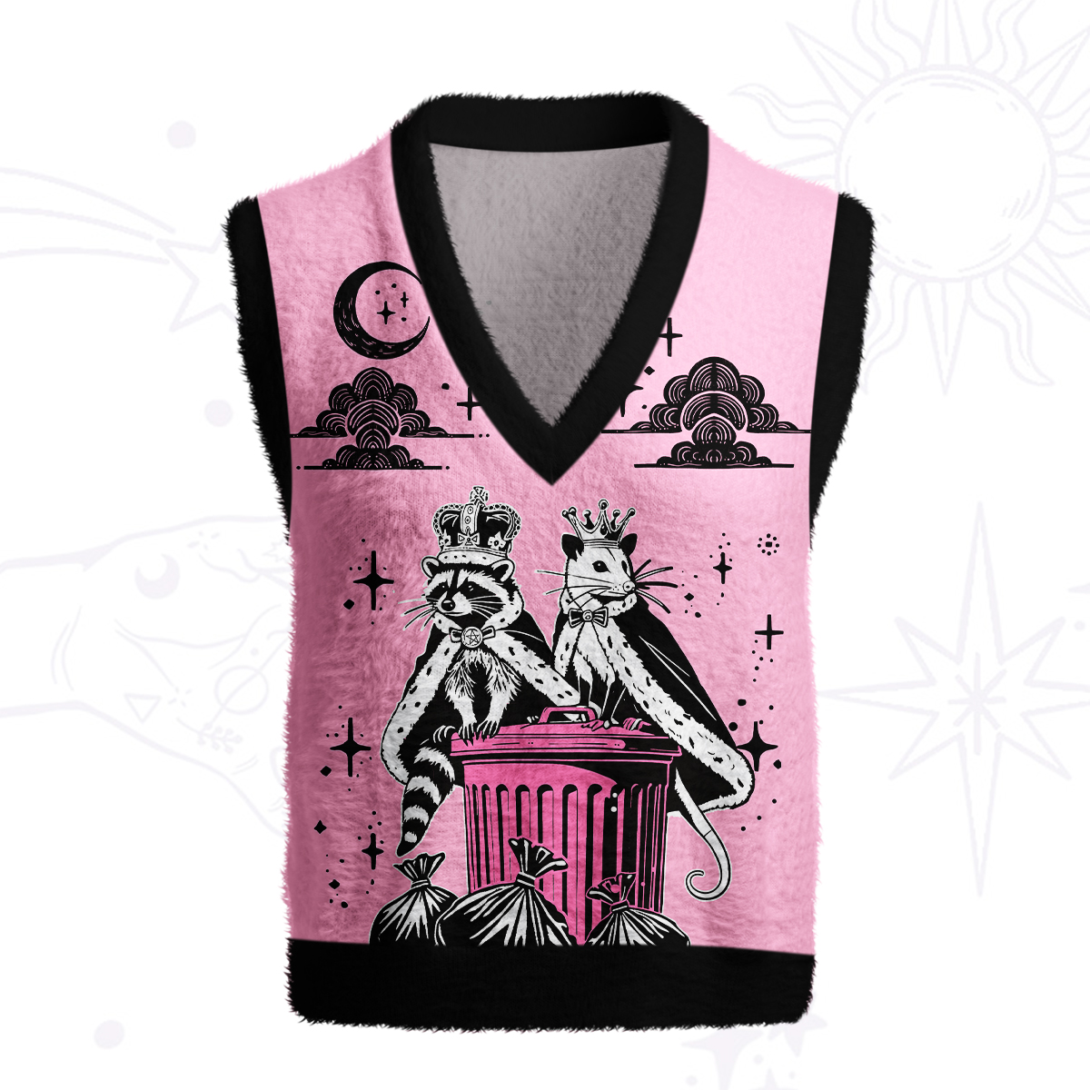 Purplehecate Raccoon and Opossum’s Trash Kingdom Ugly Sweater Vest