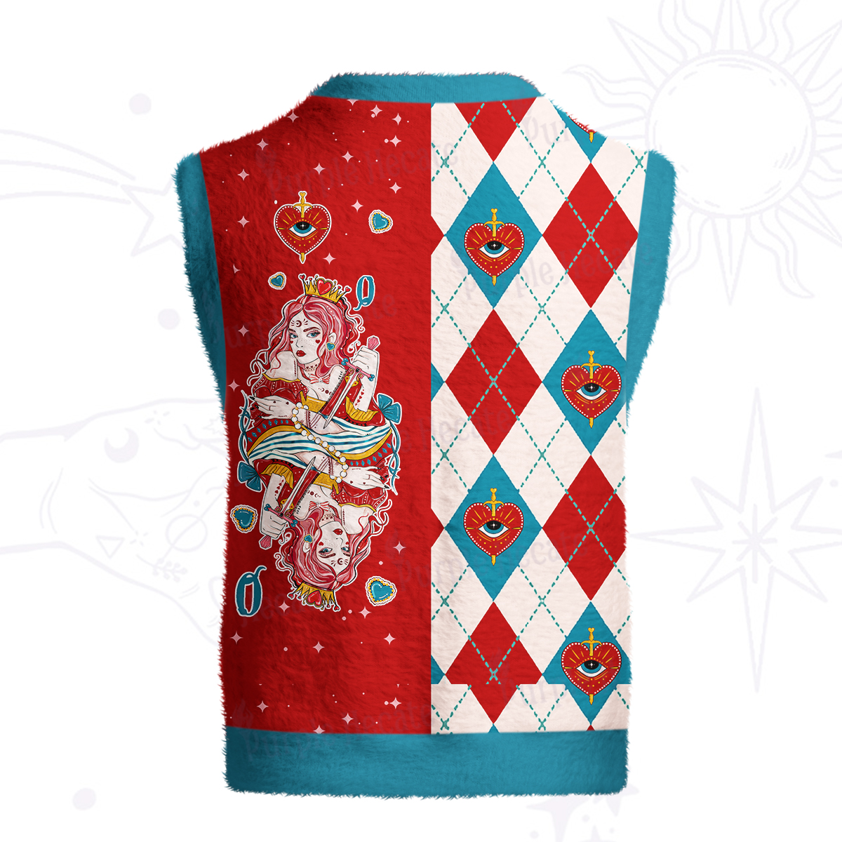 Purplehecate Queen of Hearts Ugly Sweater Vest
