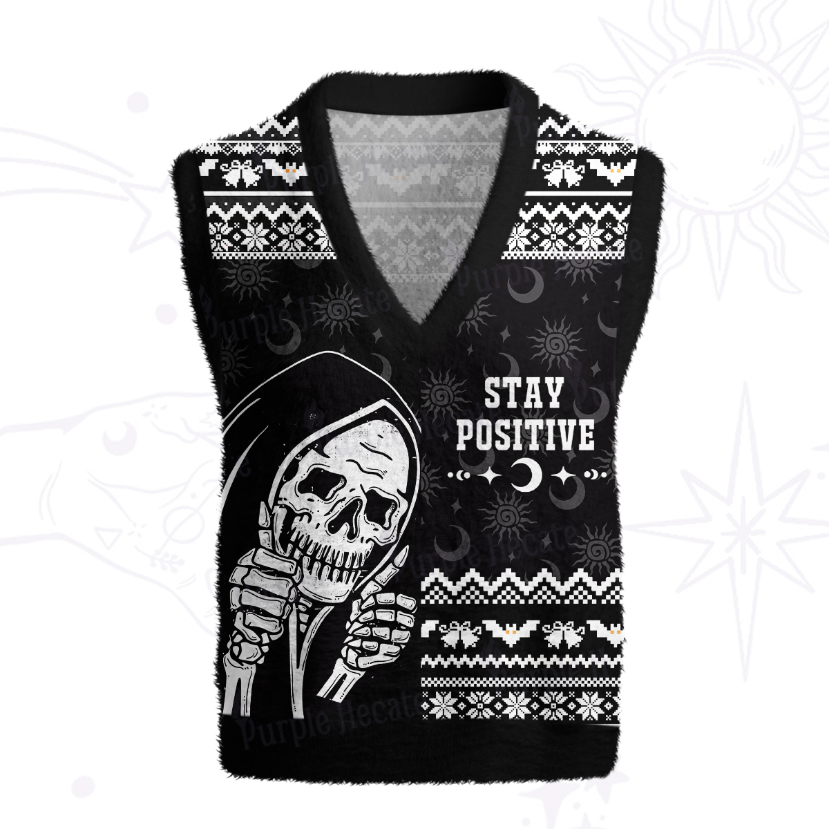 Purplehecate Stay Positive Ugly Sweater Vest