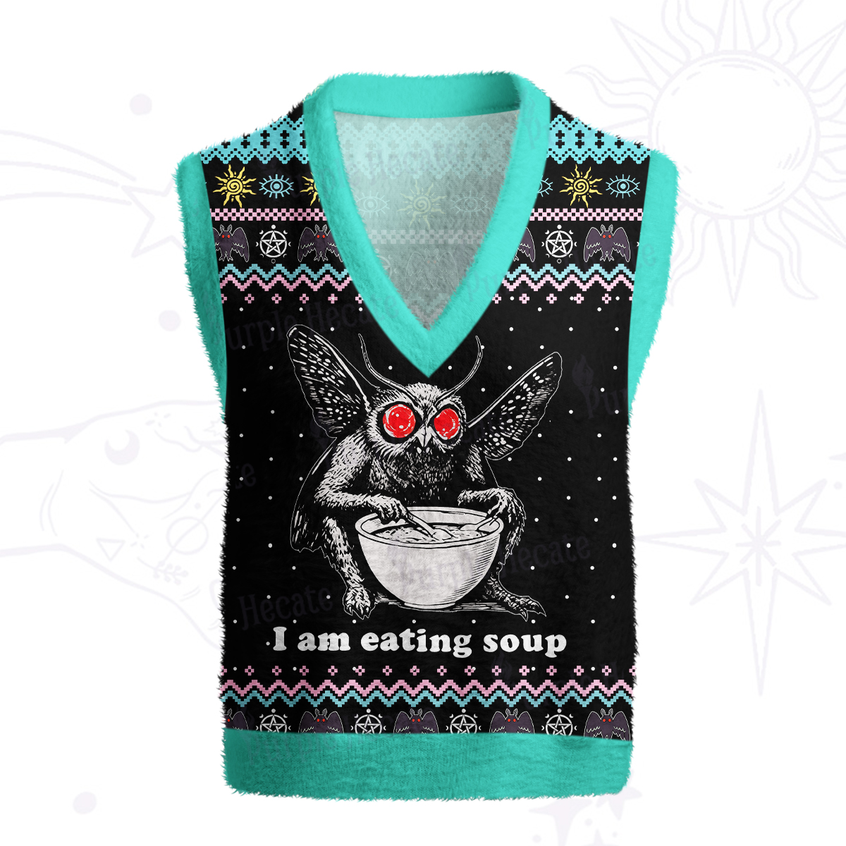 Purplehecate Mothman Eating Soup Ugly Sweater Vest