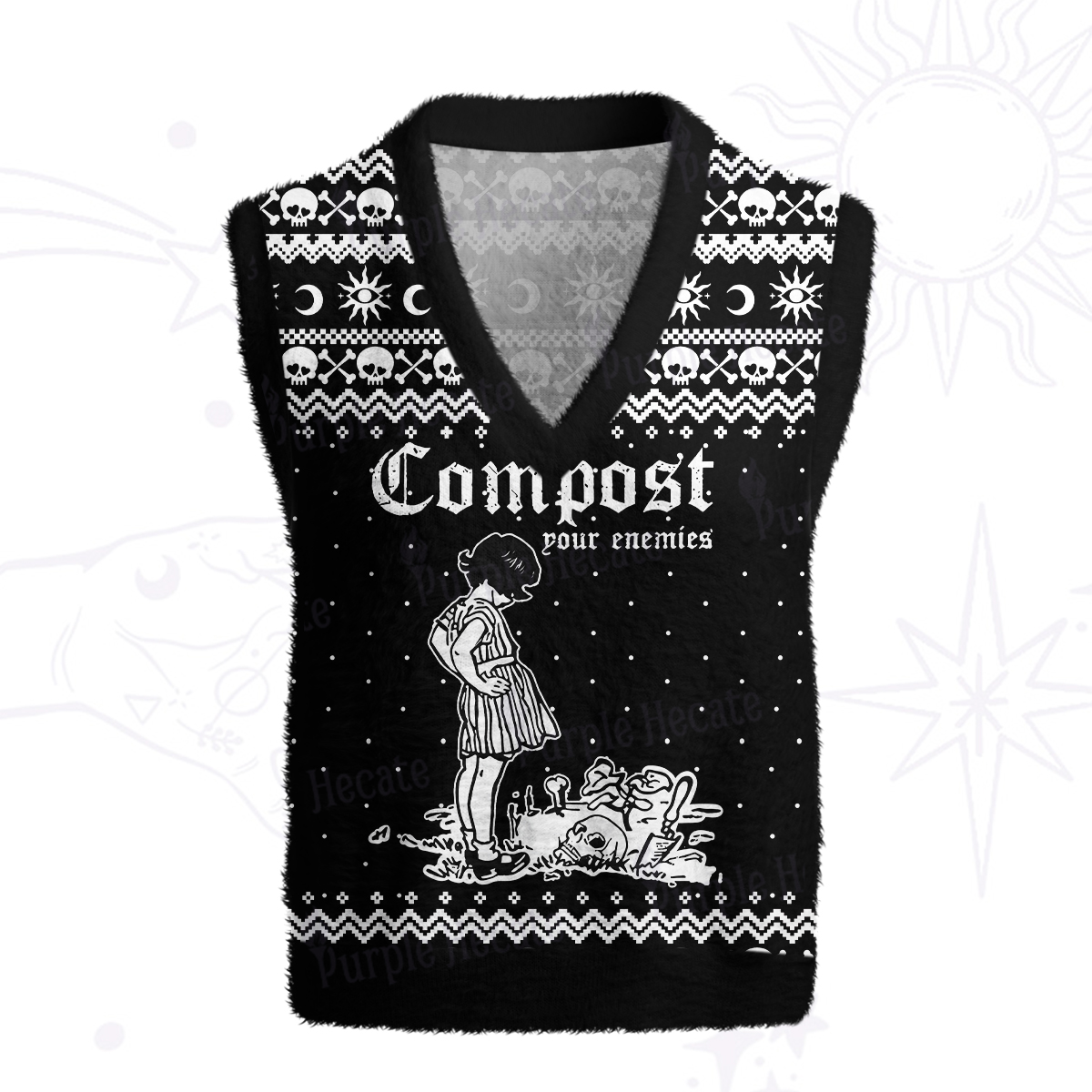 Purplehecate Compost Your Enemies Ugly Sweater Vest
