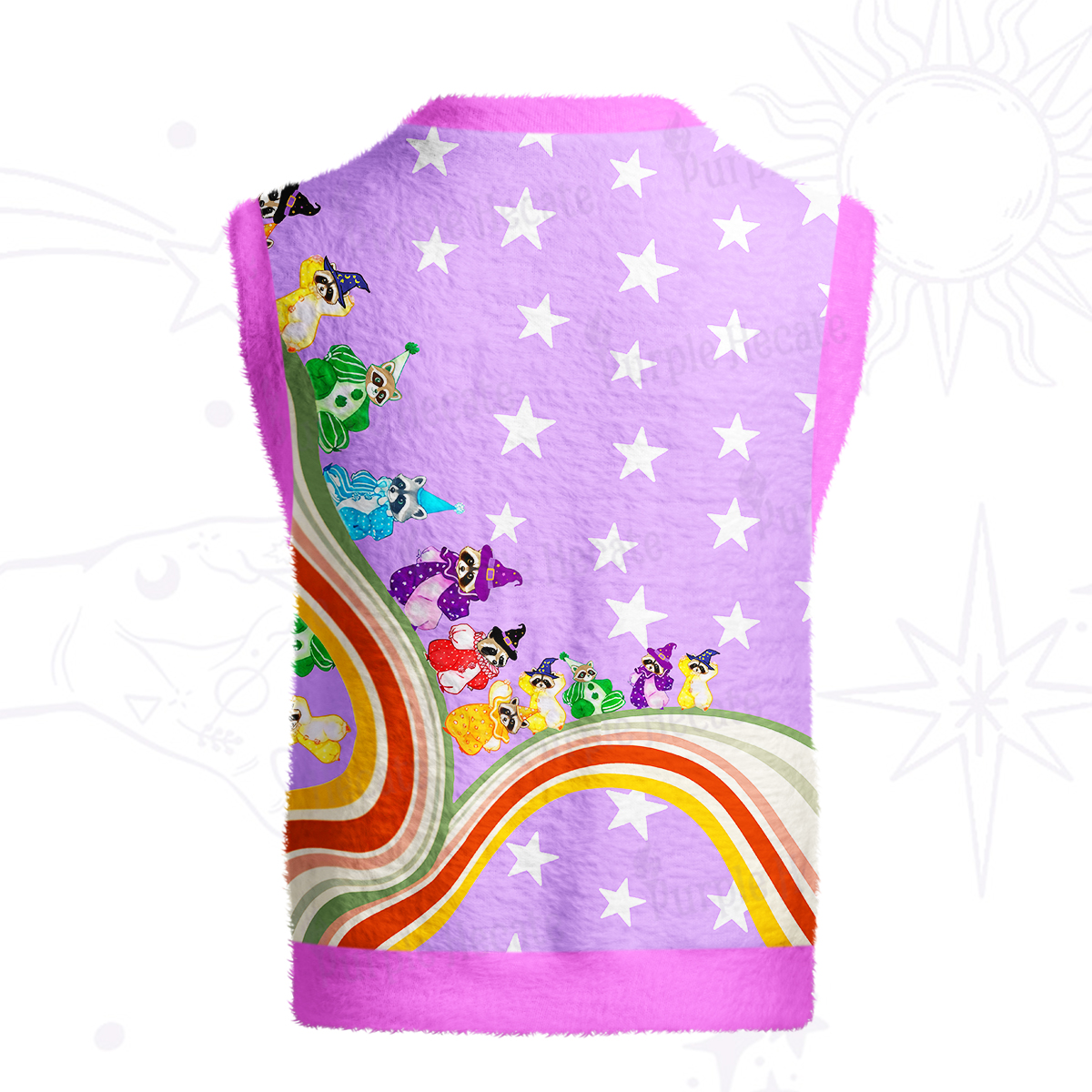 Purplehecate Rainbow Raccoon Star Ugly Sweater Vest