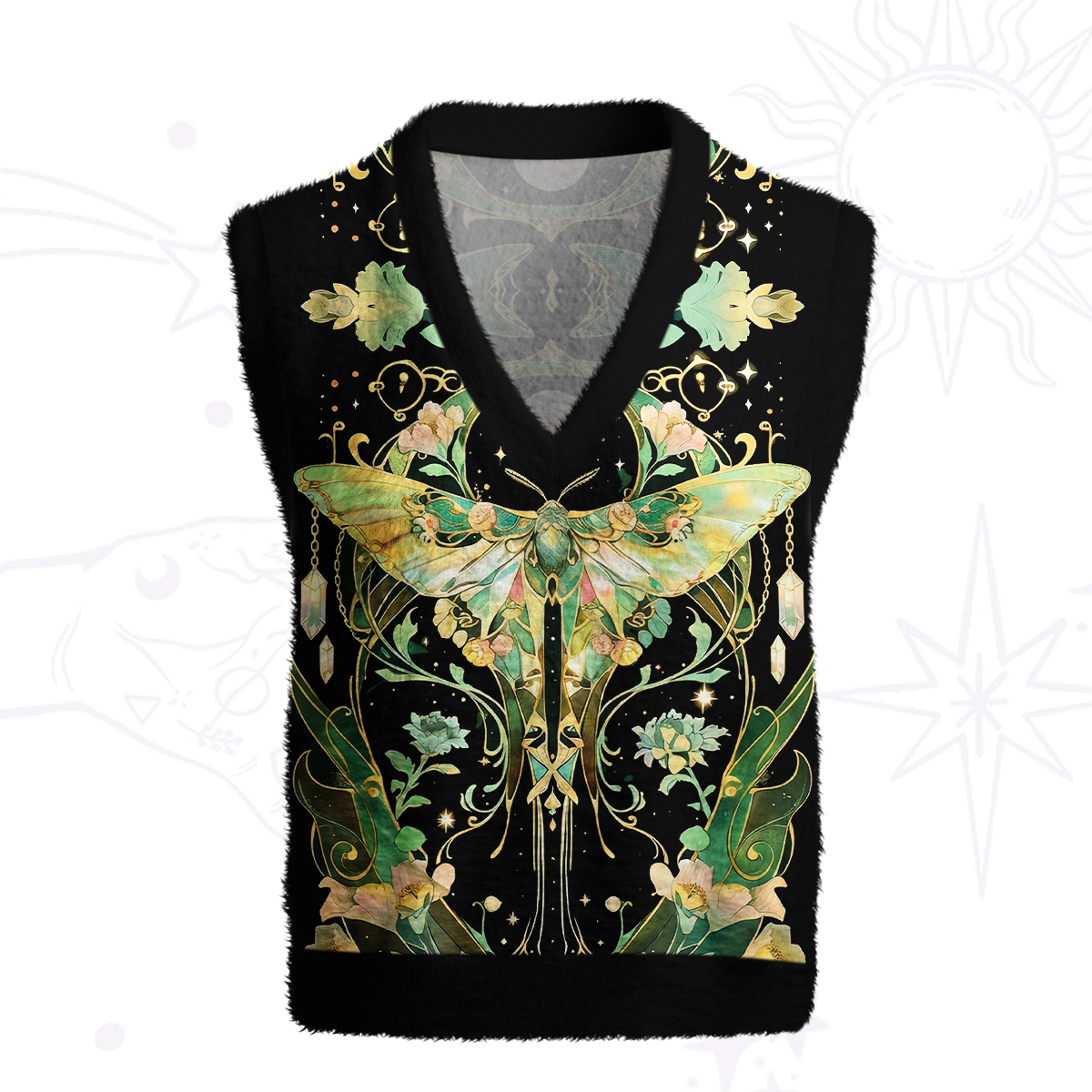 Purplehecate Moon Moth Rave Ugly Sweater Vest