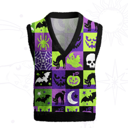 Purplehecate Spooky Patchwork Halloween Ugly Sweater Vest