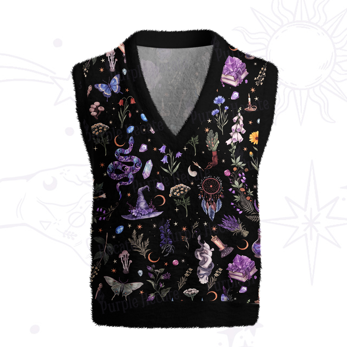 Purplehecate Witchcraft Herbarium Magic Ugly Sweater Vest