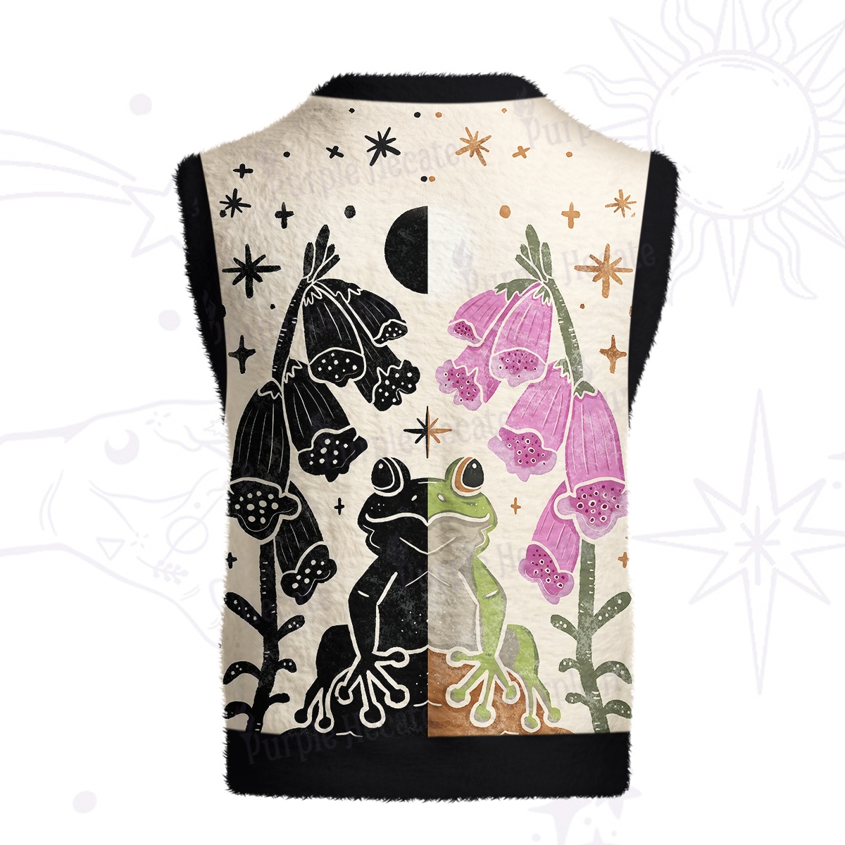 Purplehecate Dual-Tone Frog Garden Ugly Sweater Vest