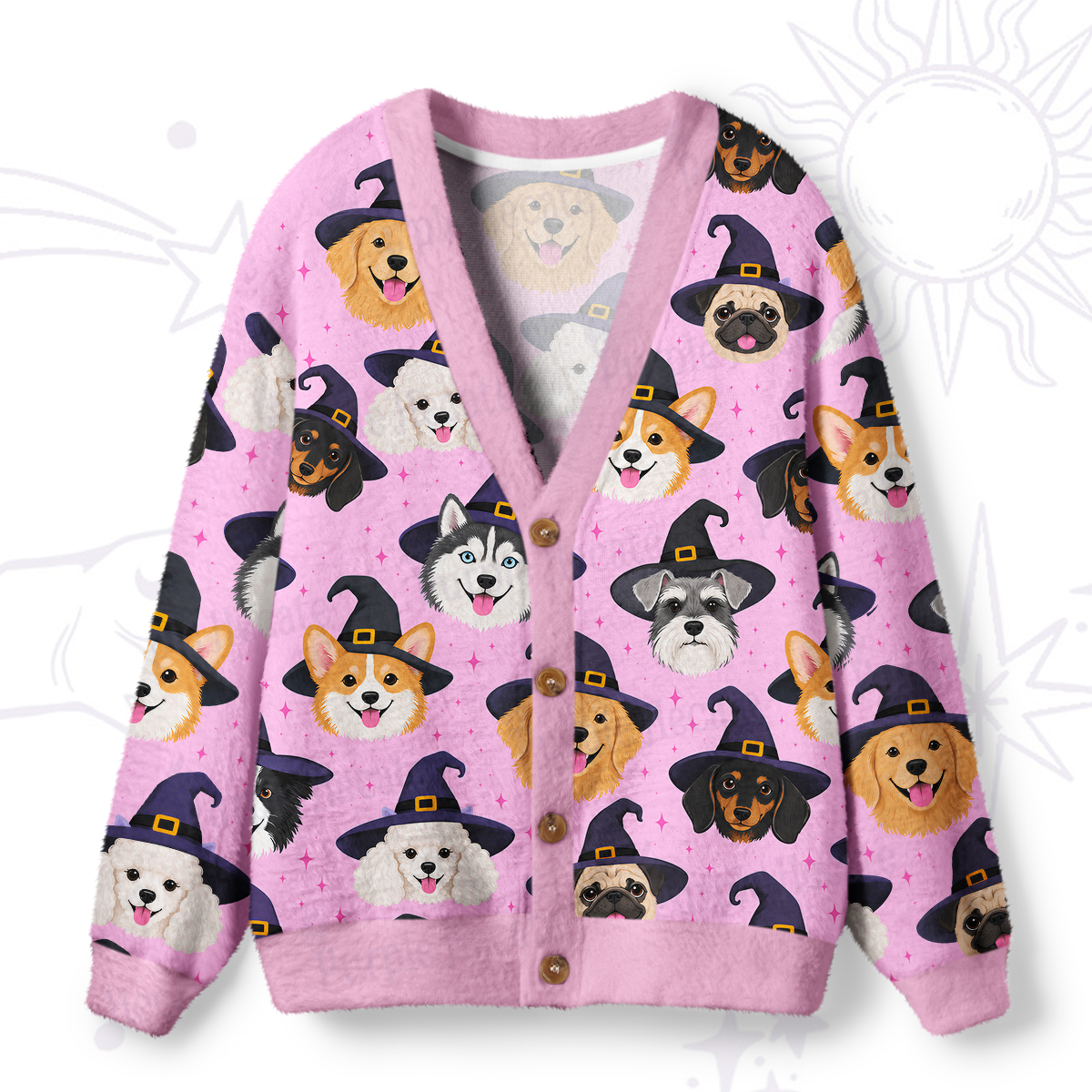 Purplehecate Witch Hat Puppy Magic Ugly Cardigan Sweaters