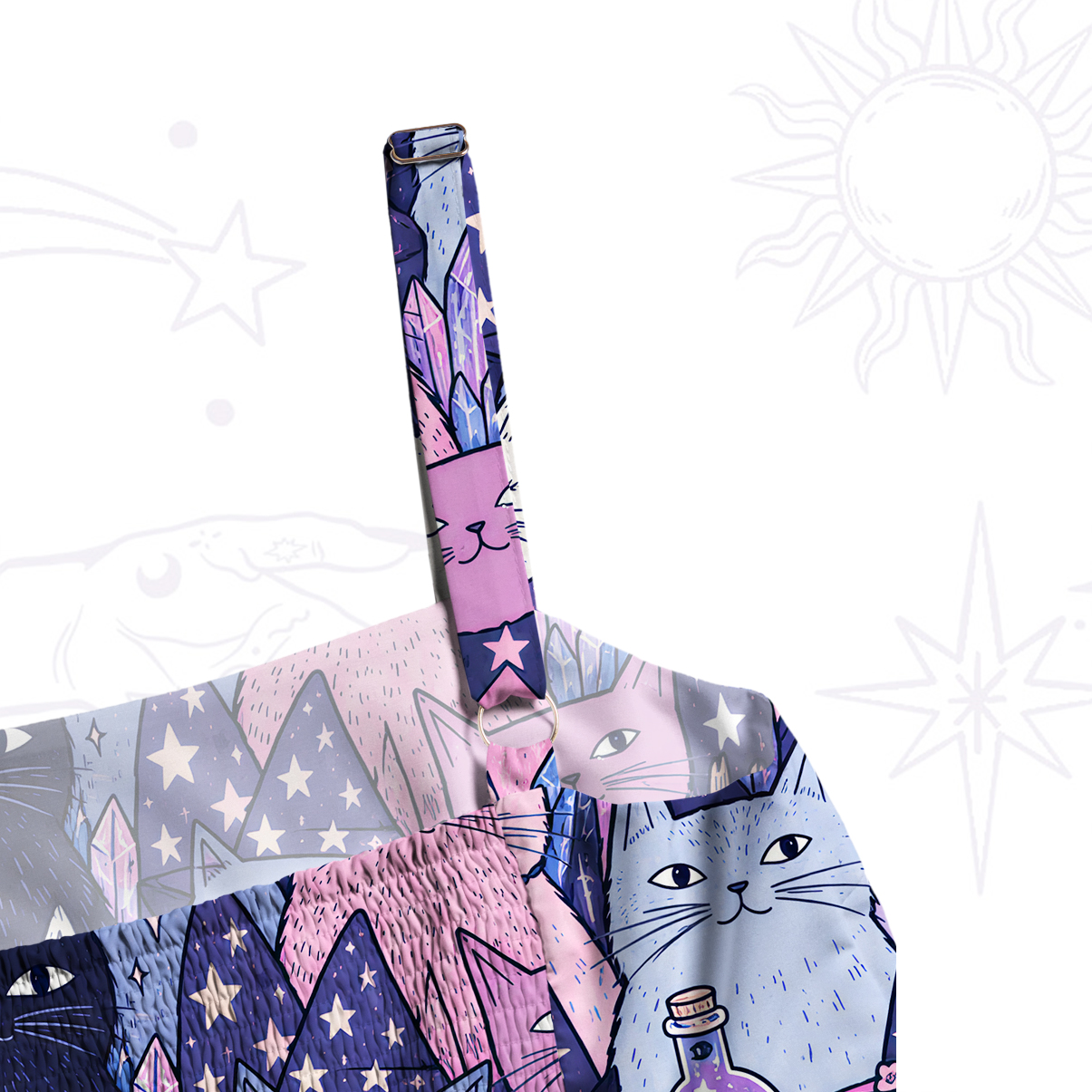 Purplehecate Wizard Kitten Divination Wide Straps Maxi Dress