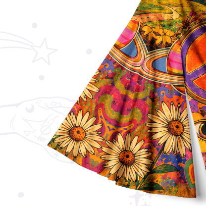 Purplehecate Psychedelic Sun Alien Trip Bell Sleeve Dress