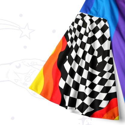 Purplehecate Trippy Rainbow Heart Eye Bell Sleeve Dress
