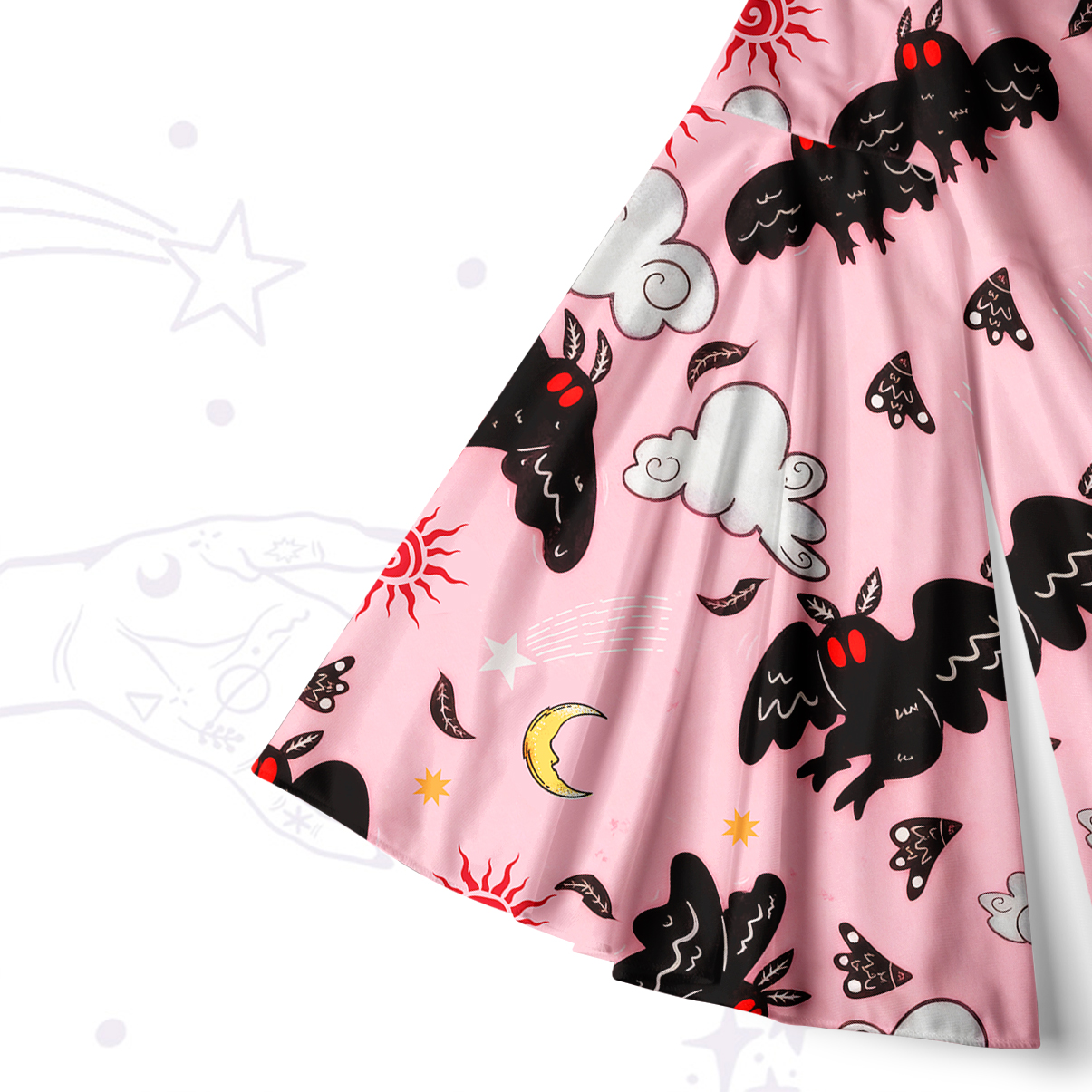 Purplehecate Cryptid Mothman Bell Sleeve Dress