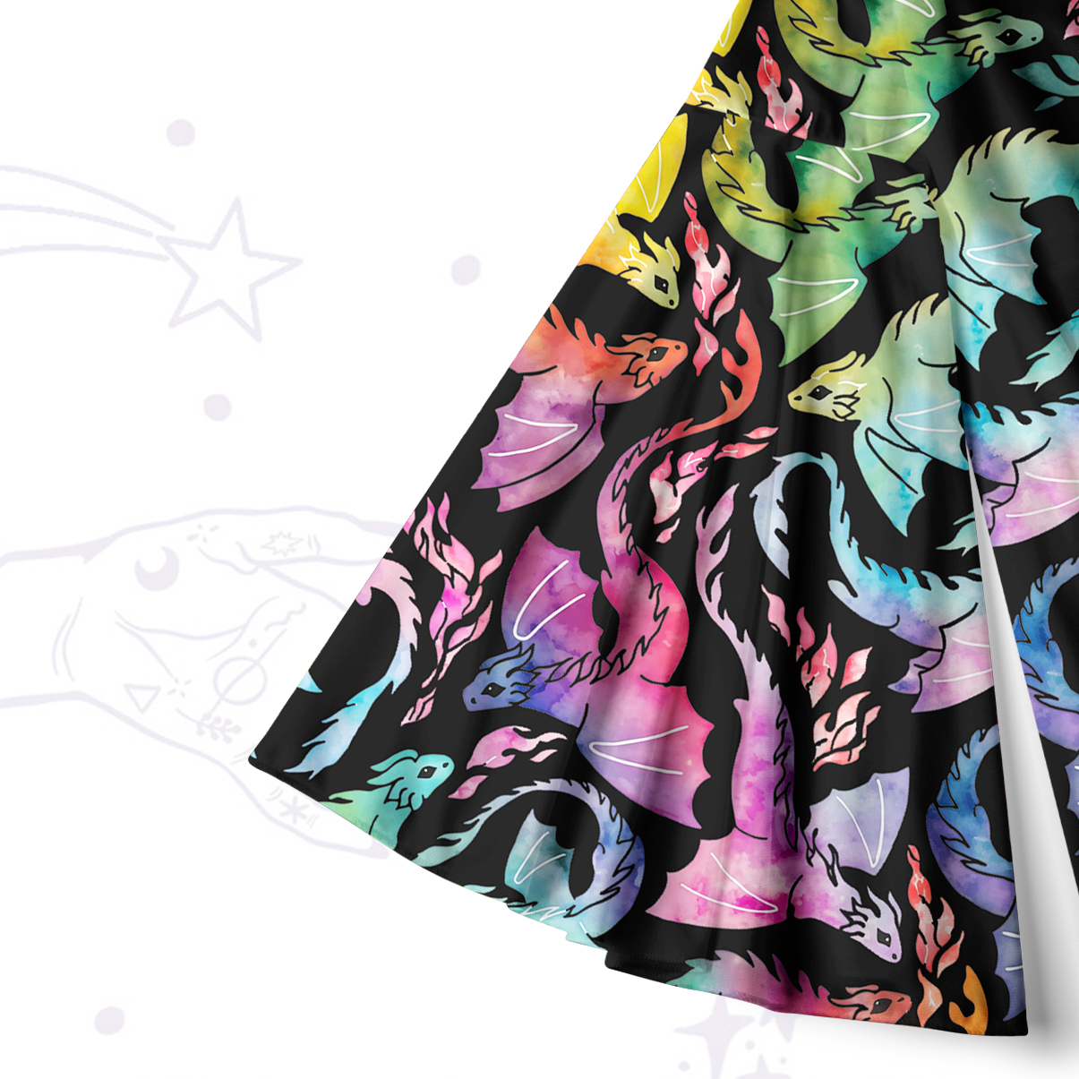 Purplehecate Rainbow Dragon Fire Bell Sleeve Dress