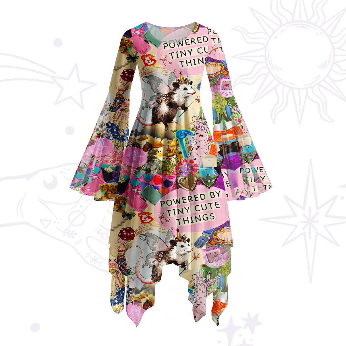 Purplehecate The Opossum Queen's Hoard Bell Sleeve Dress