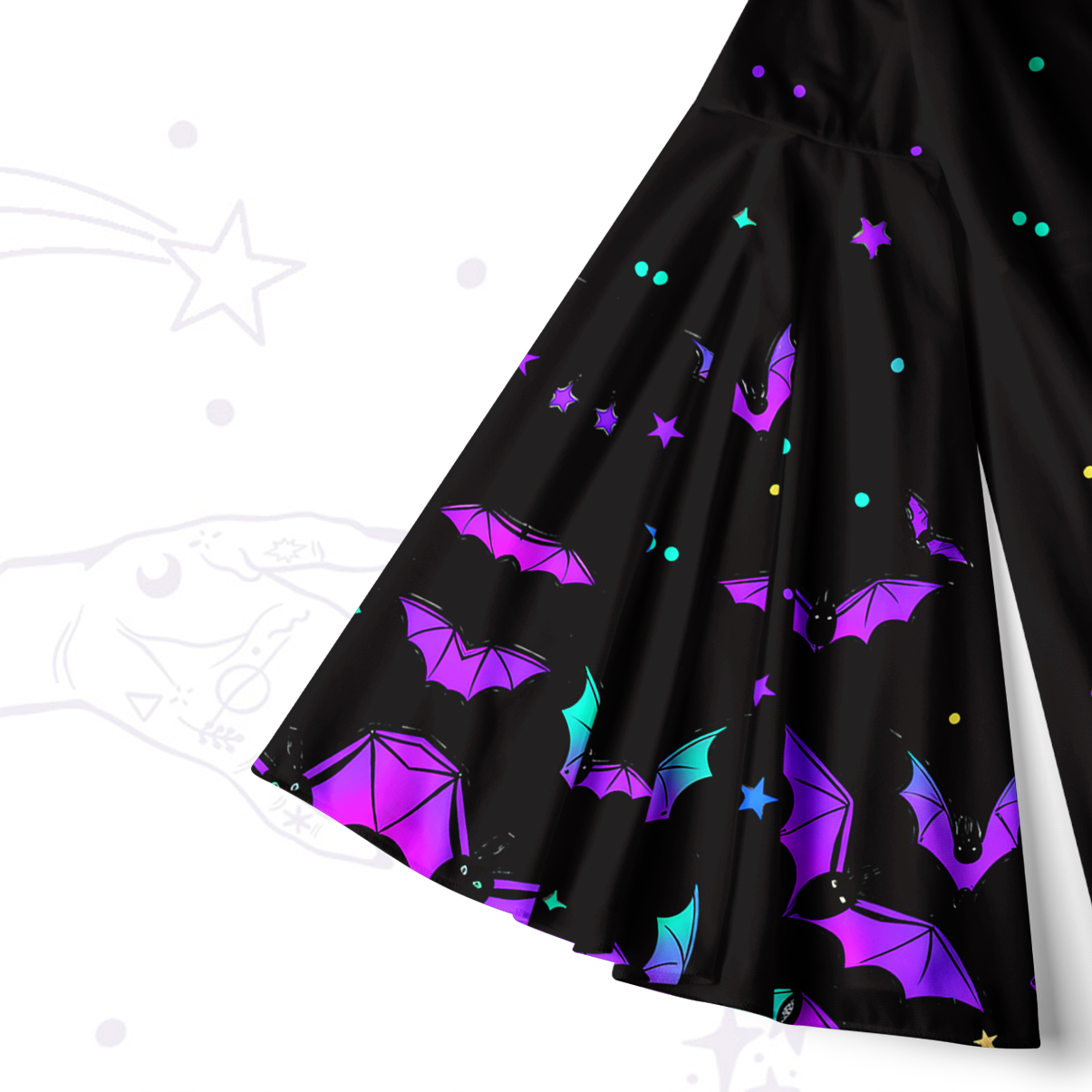 Purplehecate Rainbow Bat Bell Sleeve Dress