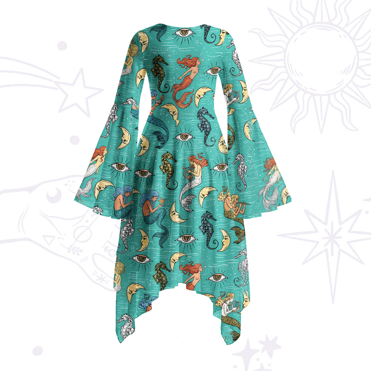 Purplehecate Mermaid Magic Bell Sleeve Dress