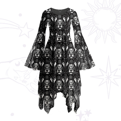 Purplehecate Mystic Boston Terrier Bell Sleeve Dress