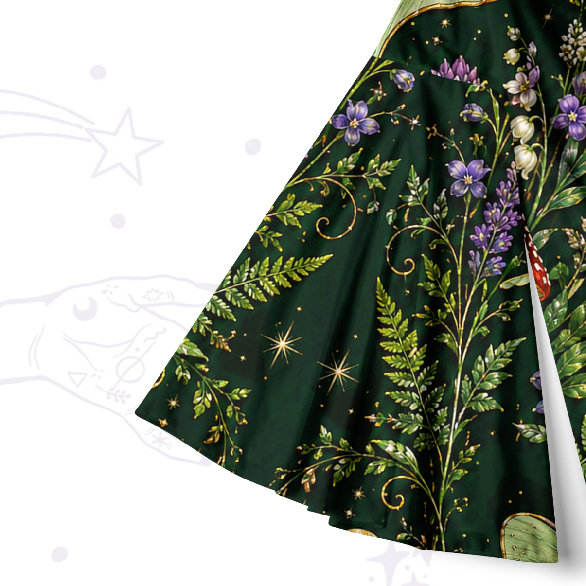 Purplehecate Moonlit Forest Moth Magic Bell Sleeve Dress