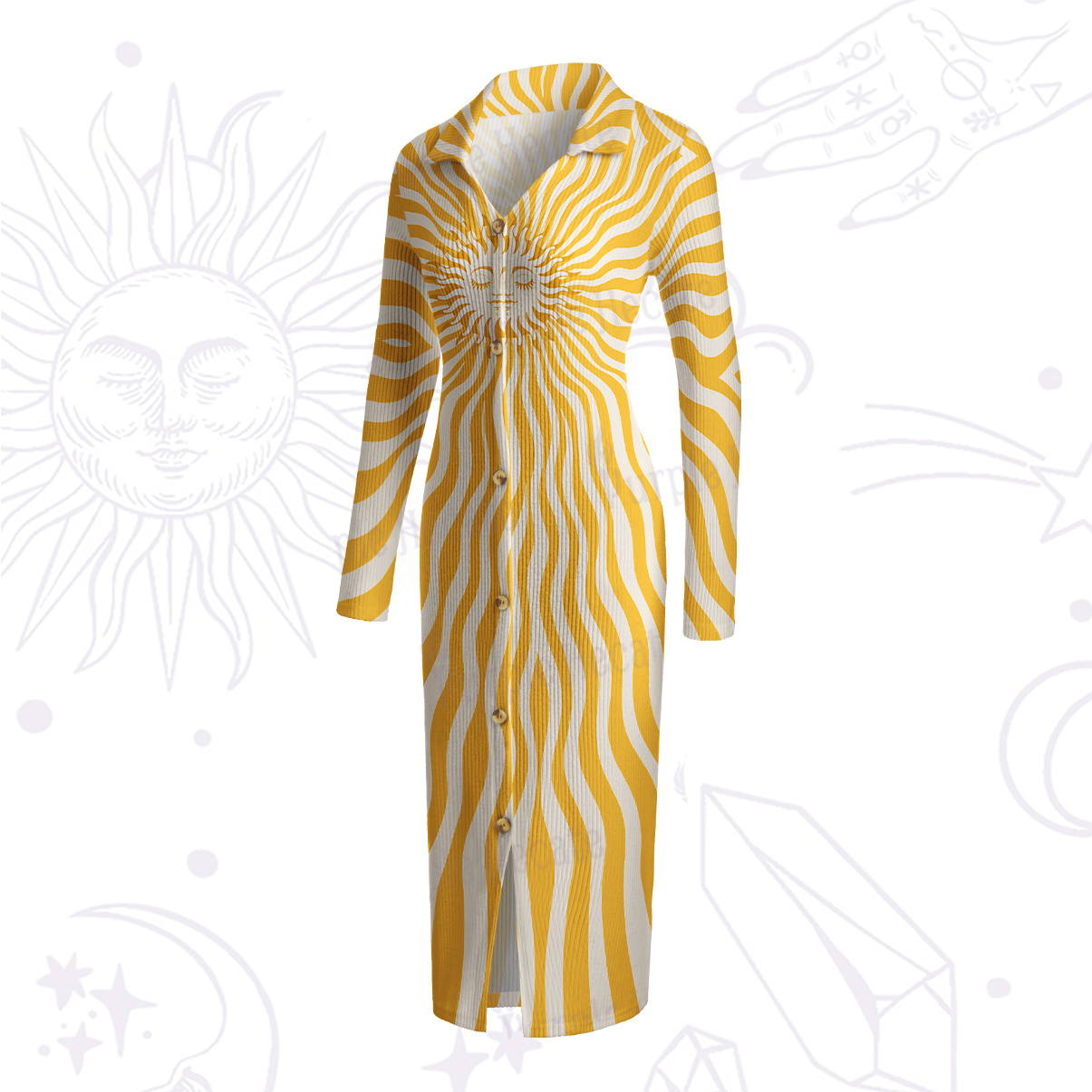 Purplehecate Radiance of the Sun Ribbed Knit Dress