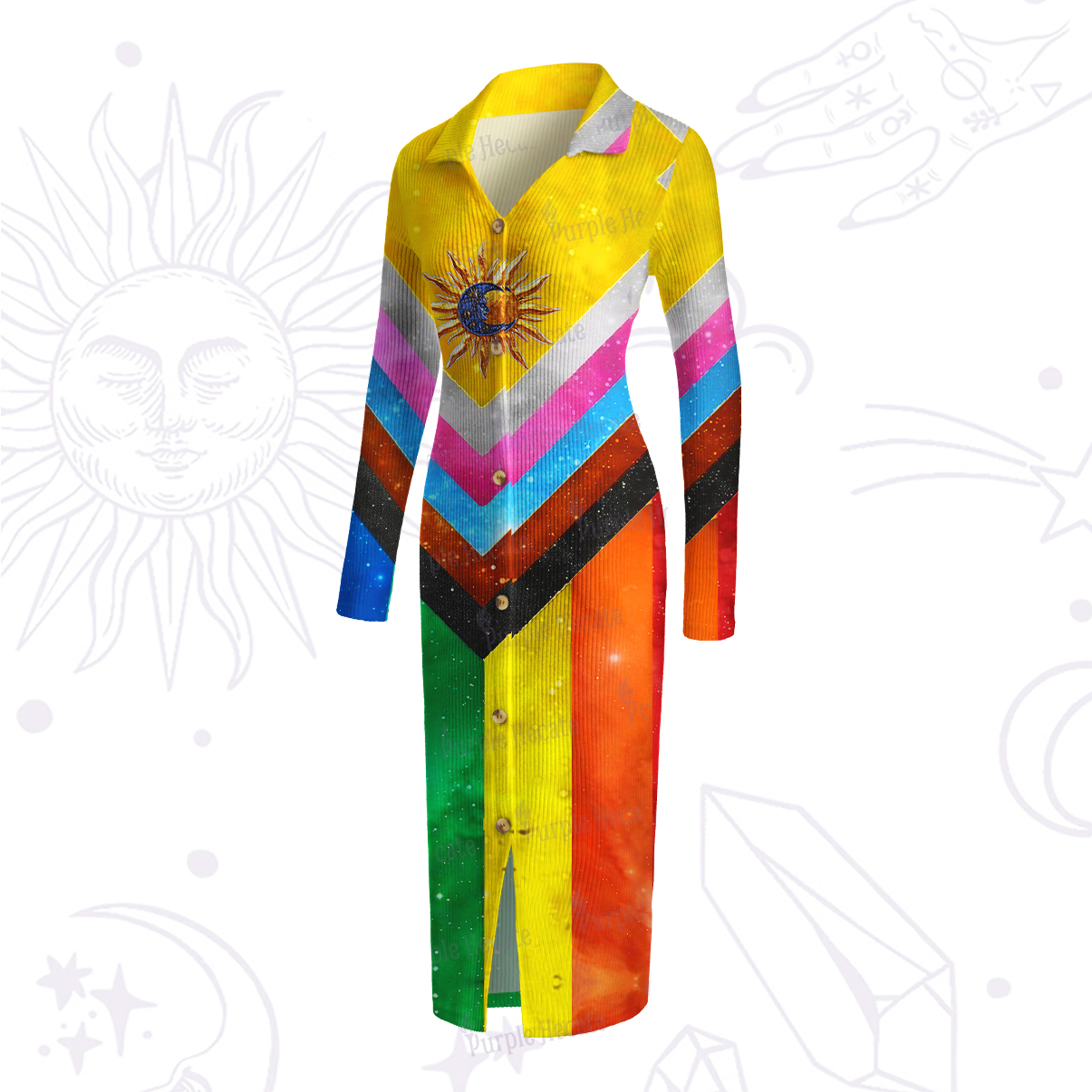 Purplehecate Progress Pride Sunburst Ribbed Knit Dress