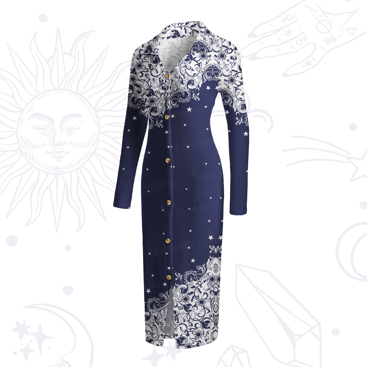 Purplehecate Midnight Star Ribbed Knit Dress