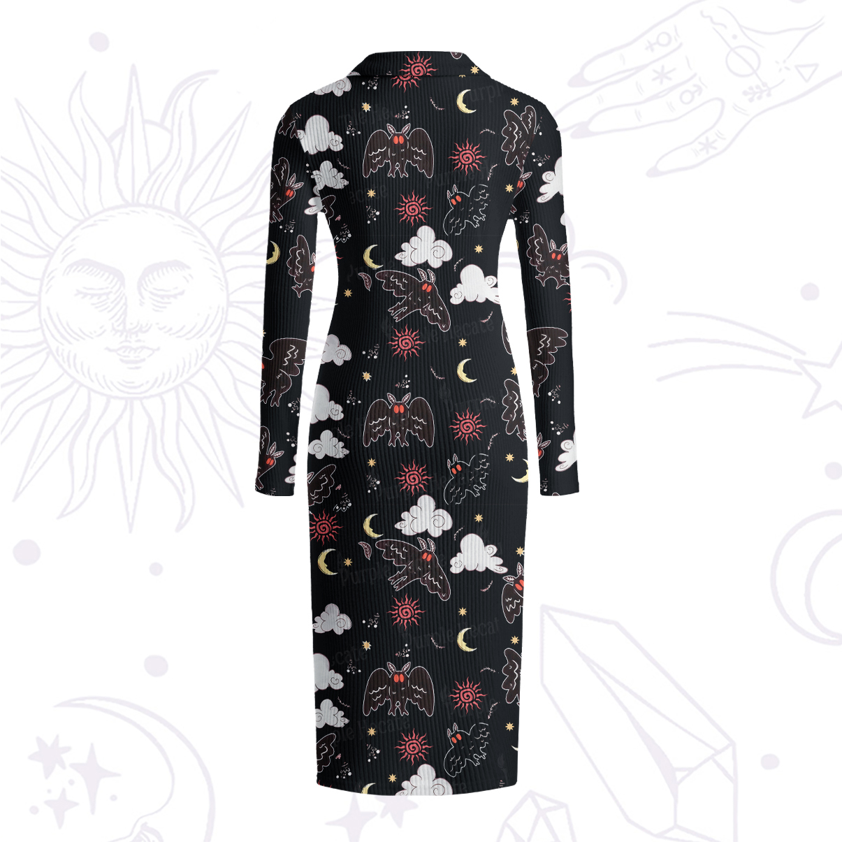 Purplehecate Cryptid Mothman Ribbed Knit Dress