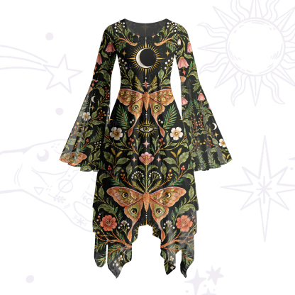 Purplehecate Nocturnal Moth's SpellBell Sleeve Dress