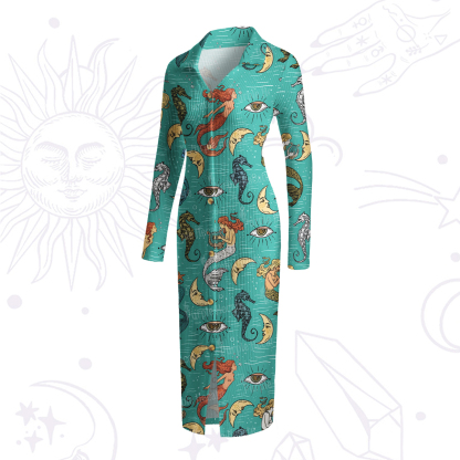 Purplehecate Mermaid Magic Ribbed Knit Dress