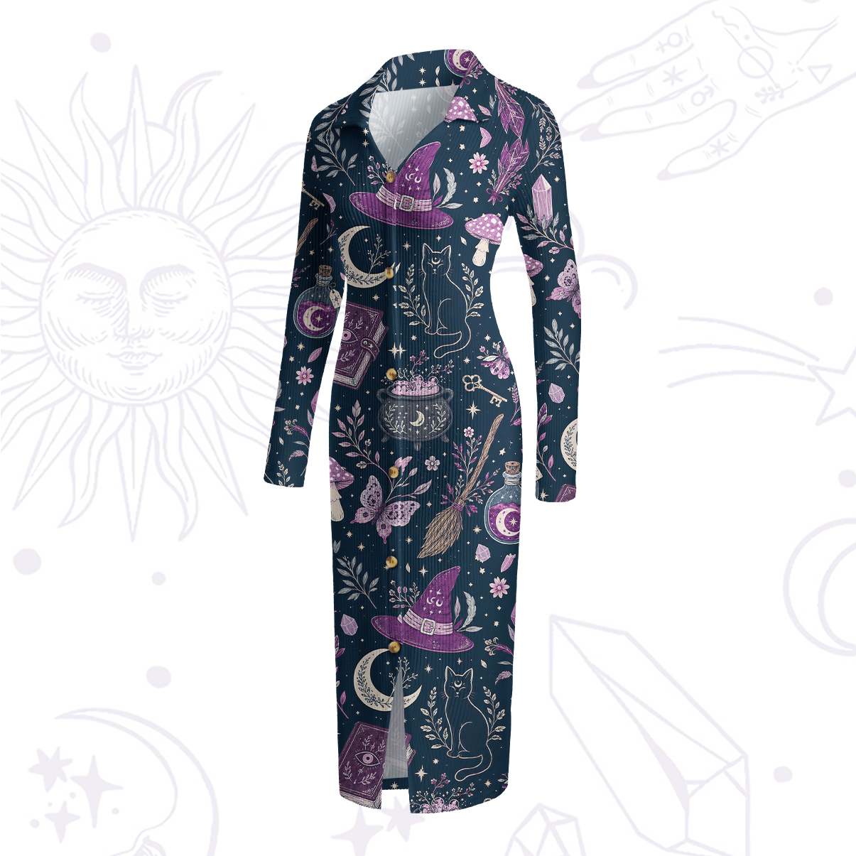 Purplehecate Witchcraft Spellbook Ribbed Knit Dress