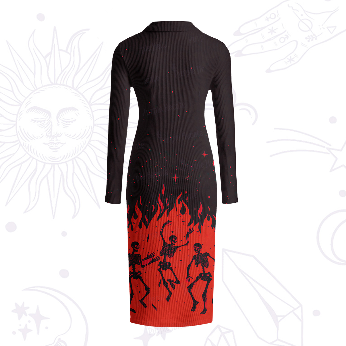 Purplehecate Infernal Revelry Ribbed Knit Dress