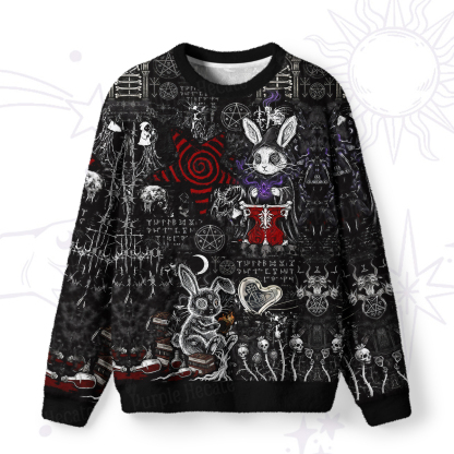 Purplehecate Gothic Cursed Bunny Ritual Fuzzy Ugly Sweatshirt