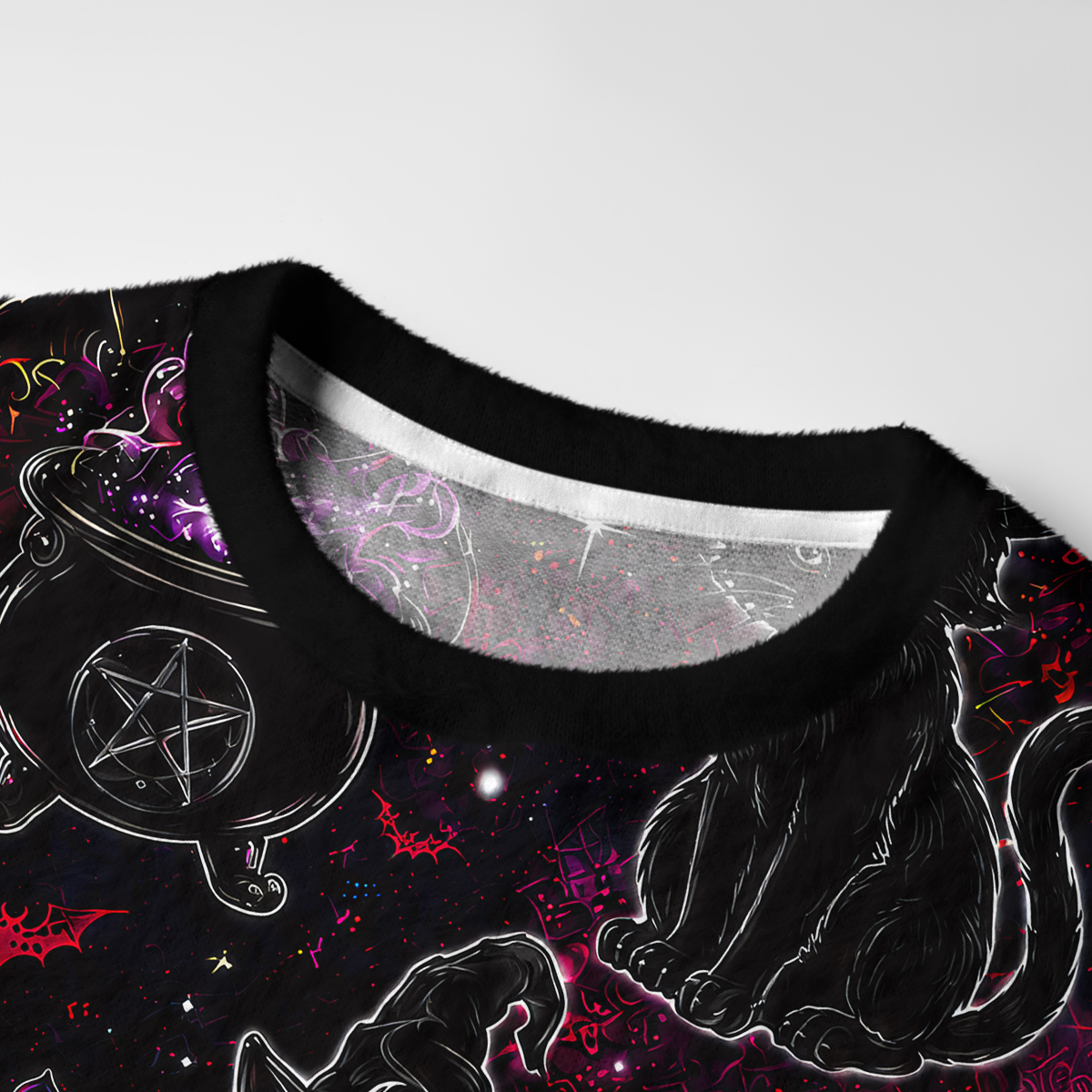 Purplehecate Brewing Black Cat Fuzzy Ugly Sweatshirt