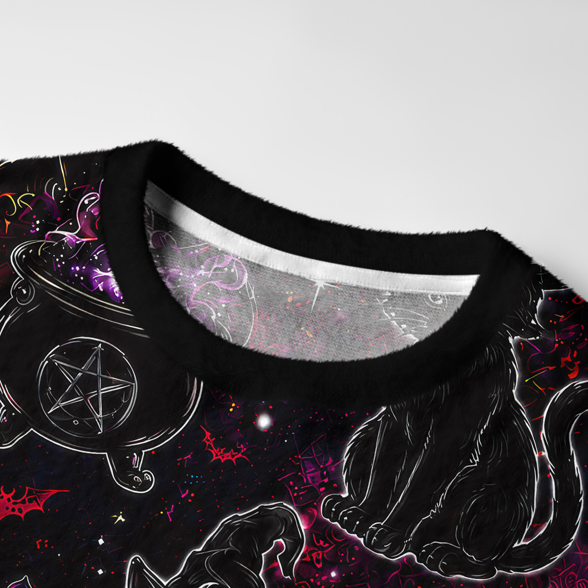 Purplehecate Brewing Black Cat Fuzzy Ugly Sweatshirt