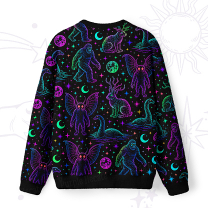Purplehecate Neon Cryptid Creatures Fuzzy Ugly Sweatshirt