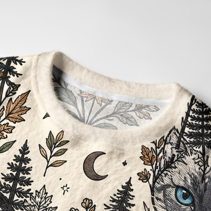 Purplehecate Enchanted Forest Cat Faces Fuzzy Ugly Sweatshirt