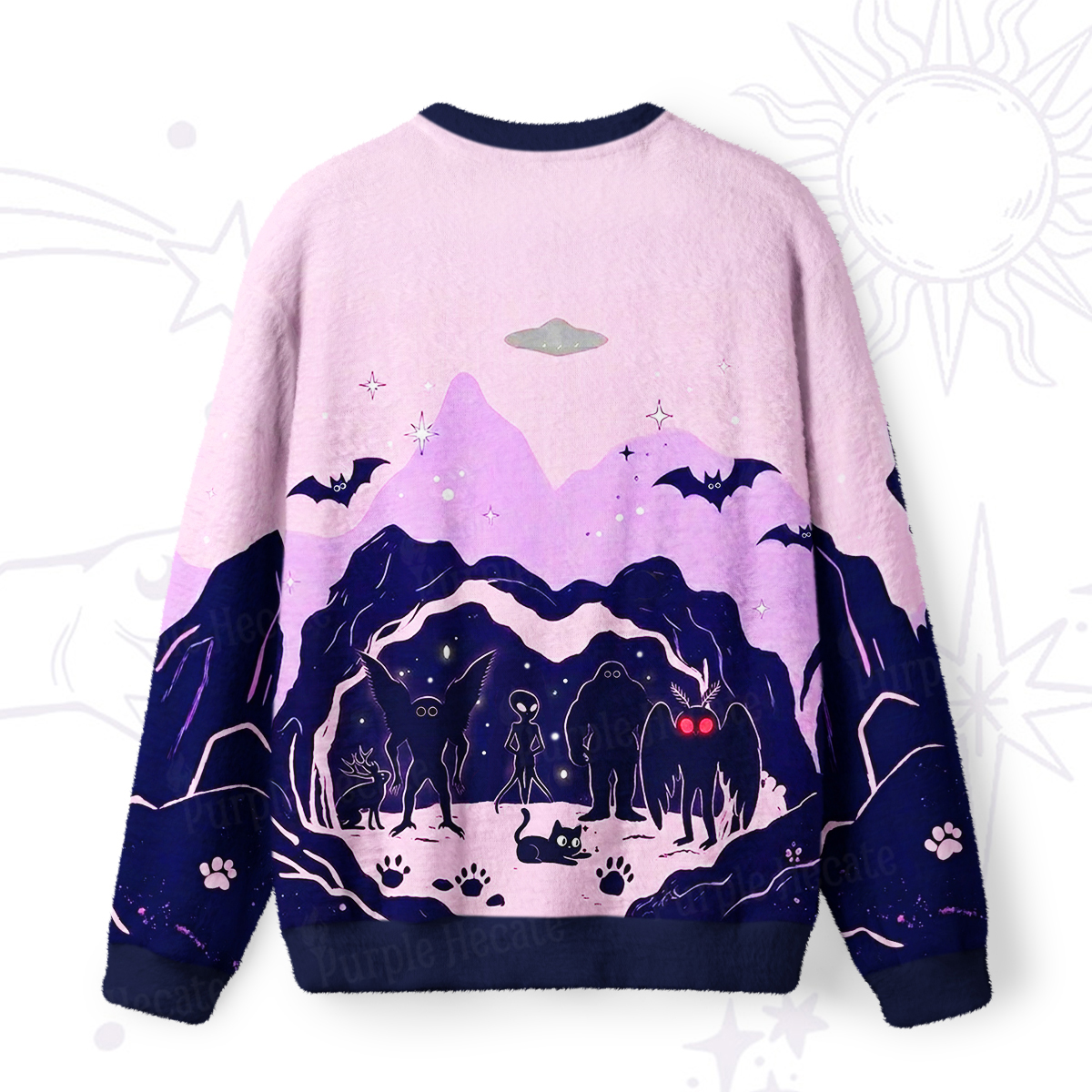 Purplehecate Cryptids of Midnight Hollow Fuzzy Ugly Sweatshirt
