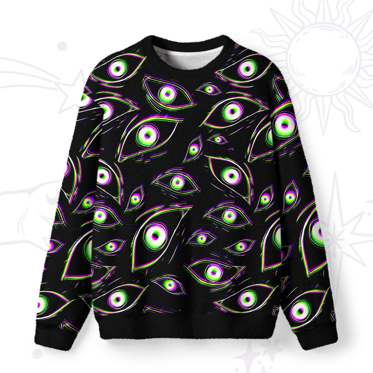 Purplehecate Glitch Vision Fuzzy Ugly Sweatshirt