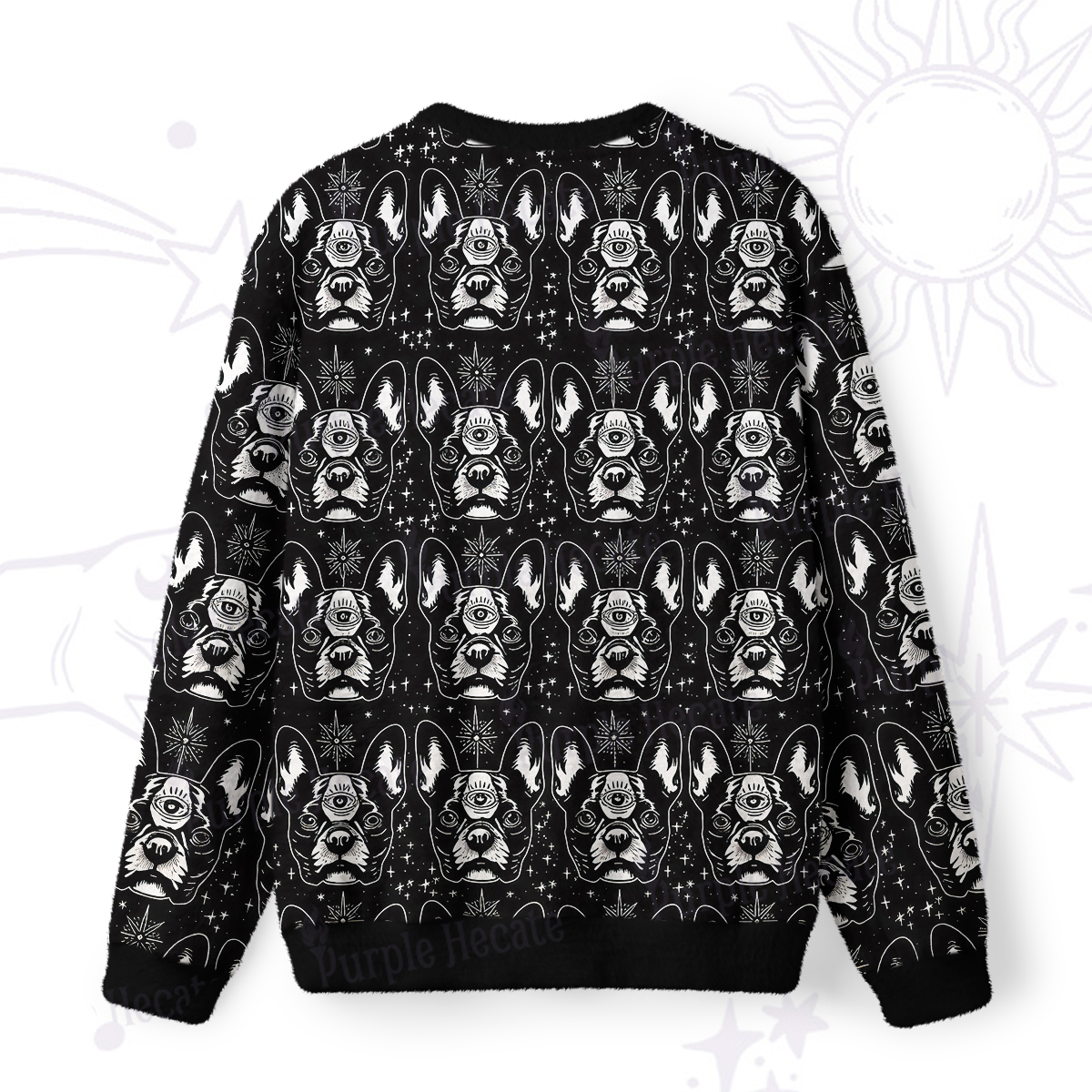 Purplehecate Mystic Boston Terrier Fuzzy Ugly Sweatshirt